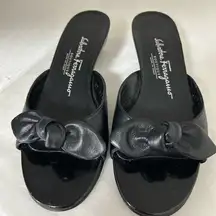 Salvatore Ferragamo Black Leather Mules
