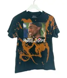 Tupac Poetic Justice Custom Bleach Dye Splatter Graphic Tee SZ M