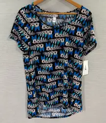 NWT Lularoe Blue Minnie Mouse Short Sleeve‎ Scoop Neck Stretch High Low Large