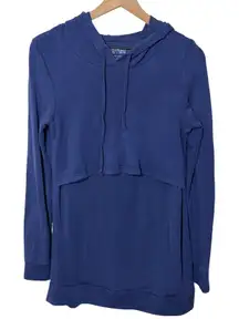 Latched Mama Blue Nursing Hoodie Breastfeeding Kangaroo Pocket Size S Maternity