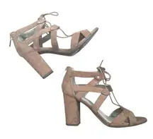 Francesca's Block Heel Sandals size 7 Faux Suede Lace Up Open Toe Boho Chic Shoe