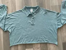 Long Sleeve Polo Sweatshirt, Women's Size Large Green NEW MSRP $39