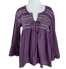 Vintage Odd Molly Coquette Dainty Retro 50s Top in Eggplant Purple Size XL NWT
