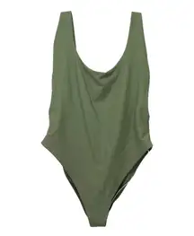 Aerie Super Scoop One Piece Swimsuit Size XL Olive Green Hi Cut Cheeky Swimwear