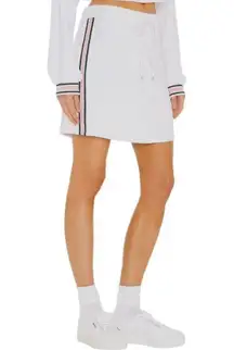Revolve Tennis Club Drawstring White Terry Mini Skirt Sz XS Sporty Preppy Ribbon