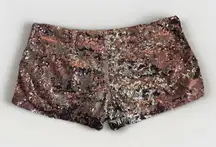 Pink Silver Sequin Low Rise Shorts New Years Eve Glam Party Y2K Clubwear
