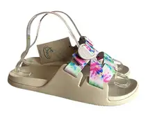 Chacos Women's 7 Chillos Slide Light Tie Dye Sandals Strappy Outdoor Cream