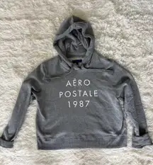 Aeropostale‎ Gray Graphic Hoodie Sweatshirt Pullover Comfy Large