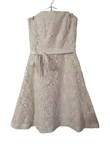 Lilly Pulitzer Sienna Strapless Lace Dress  Ribbon Belt Party Wedding Size 8