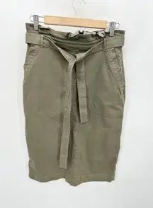 Banana Republic Olive Green Paperbag Belted Waist Denim Skirt Women's Size 8