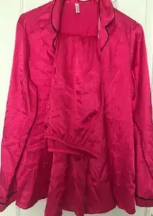 George Women's Satin 2 Piece Pajama Pant Set Top & Pants Sleep Size M 8-10 Pink