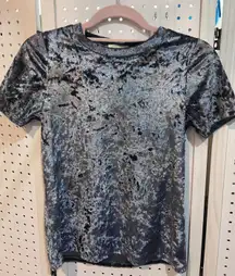 Occasion‎ Crushed Velvet Short Sleeve Top Metallic Shimmer Casual Evening Small