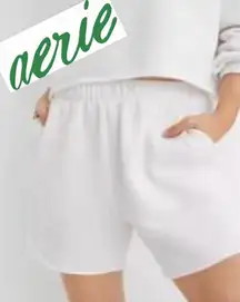 Aerie Women’s Sz S White Fleece-Of-Mind High Waisted Shorts‎