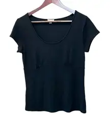 Ann Taylor Women's Black Scoop Neck Short Sleeve Top Size S Career Gothic‎