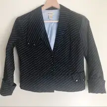 Elevenses anthropologie blue stripe pattern blazer