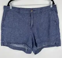 Old Navy High Rise Linen Blend Everyday‎ shorts size  14 blue Large Chambray