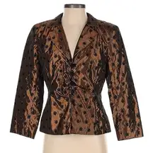 Juliana Collezione Bronze Embroidered Floral Ruched Dressy Evening Jacket Size 4