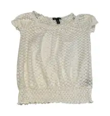 INC szM short sleeve sheer textured lined with attached sleeveless shell top EUC