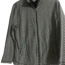 🛍️5/$25 Talbots Chevron Patterned Black and Gray Women's Light Jacket size L