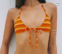 Princess Polly Another Sunny Day Bikini Top Orange Stripe Size 4