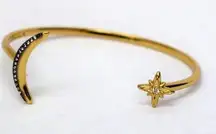 Stella & Dot celestial star crescent moon open gold bracelet