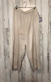 Silky Champagne Satin Pull-On Pants Elastic Waist Relaxed Fit (Size Unknown) NWT