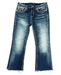 Vigoss Size 30 Jeans Kendra Boot Cut Off Cropped Classic Fit Embroiderd Pocket