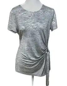 Concepts Heather Silver Short Sleeve Ruched Tie Side Top Small