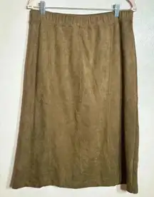 J Jill Women's Skirt Faux‎ Suede Brown A Line Elastic Waist Pull On Size Small