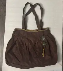 Brown/Gold Metallic Cloth Shoulder Bag Boho Fall Fairycore Grandma Minimalist