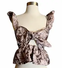 ANTHROPOLOGIE EN SAISON Richie Sweetheart Top Floral Jacquard Print Small NWT