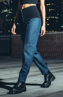 Tibi Dark Wash High Rise Banded Waist Jeans