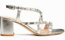 Kate Spade Wynne Silver Nappa Metallic Pearl Sandals Size 8.5 Fairy Romantic