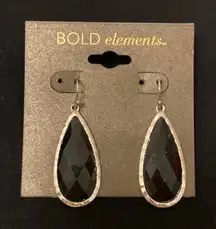 Bold elements black faux stone earrings NWT