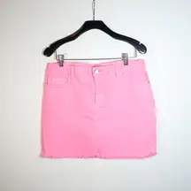 Lilly Pulitzer Kooper Cotton Stretch Denim Frayed Hem Mini Skirt Pelican Pink 10