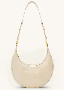 Cream Leather Crescent Purse