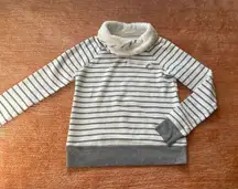 Abercrombie & Fitch Women’s Striped Fuzzy Teddy Bear Cowl Neck Sweatshirt S