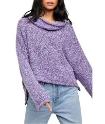 Free People BFF Grape Hyacinth Purple Cowl Neck Knit Pullover Sweater Size M NWT