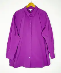 Athleta Oversized Poplin Top Jazzy Purple Women’s 2X Button Front Shirt