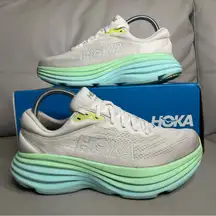 Hoke Bondi 8 White Green Athletic Running Shoes Sneakers Women’s Size 8.5