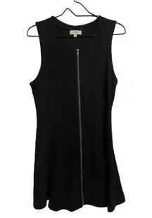 Sleeveless Black ALine Dress W/ Gold Front Zipper Detail Casual Party Cocktail L