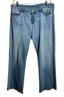 Kut From The Kloth Wide Leg Raw Hem Denim Jean Women Blue Minimal Modest Boho