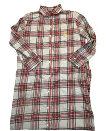 Lauren Ralph Lauren Plaid Flannel Shirt Gown Button Front Women’s Medium Pocket