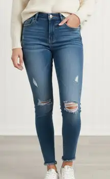6. Women’s Distressed Skinny Jeans Blue Denim Ripped