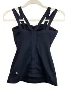Lululemon Women's Double Strap‎ Criss Cross Tank Top Black Sz 6 - ruched bust