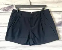 True Black Tailored Cuffed 4” High Waist Flattering Trouser Shorts P