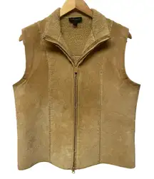 Vintage Y2K EXPRESS Suede Sherpa Lined Zip Vest Tan Brown Women's Size L Capsule