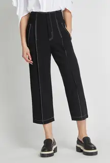 Badgley Mischka‎ Wide Leg Crop Pant With Contrast Stitching Black NWOT Size 6