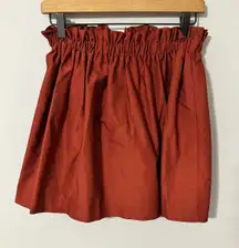 ZARA WOMAN Rust Orange Paperbag Waist A-Line Mini Skirt Size M