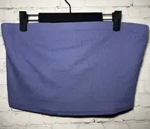 Urban Outfitters Blue Tube Top Ribbed Knit Sleeveless Built In Bra Cropped Top L